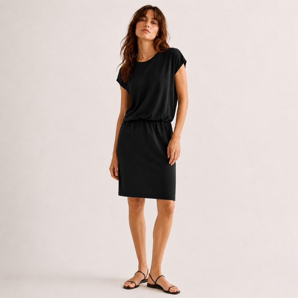 SPANX AirEssentials Faux Tuck Waist Dress Black Sz L